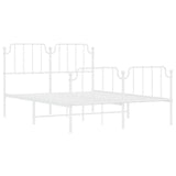 Metal Bed Frame without Mattress with Footboard White 135x190 cm