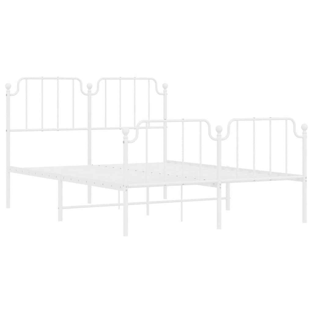 Metal Bed Frame without Mattress with Footboard?White 135x190 cm