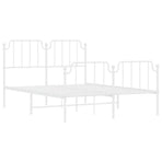 Metal Bed Frame without Mattress with Footboard White 135x190 cm