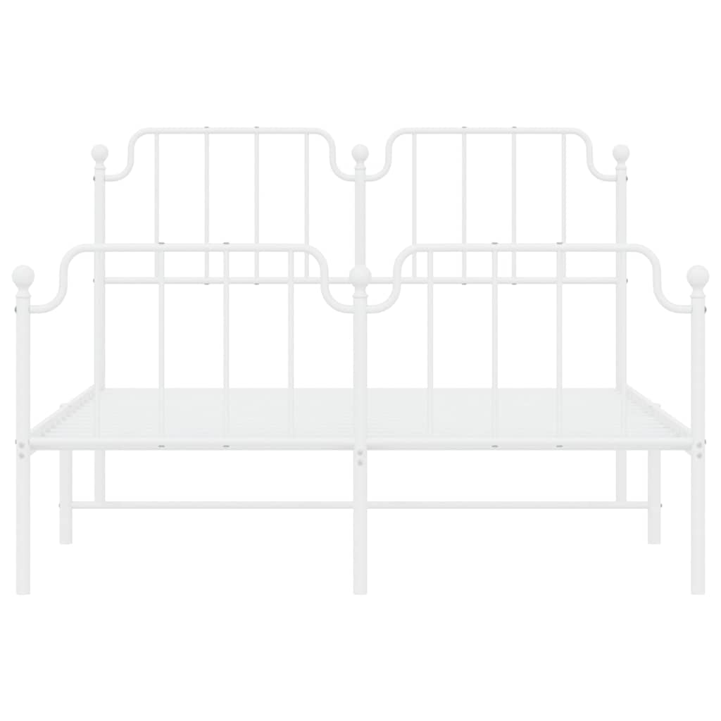 Metal Bed Frame without Mattress with Footboard White 135x190 cm