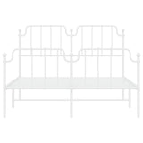 Metal Bed Frame without Mattress with Footboard White 135x190 cm