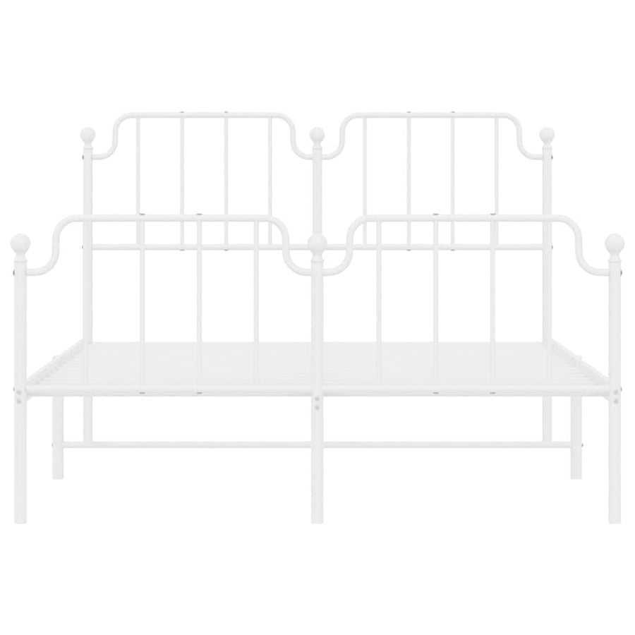 Metal Bed Frame without Mattress with Footboard White 135x190 cm