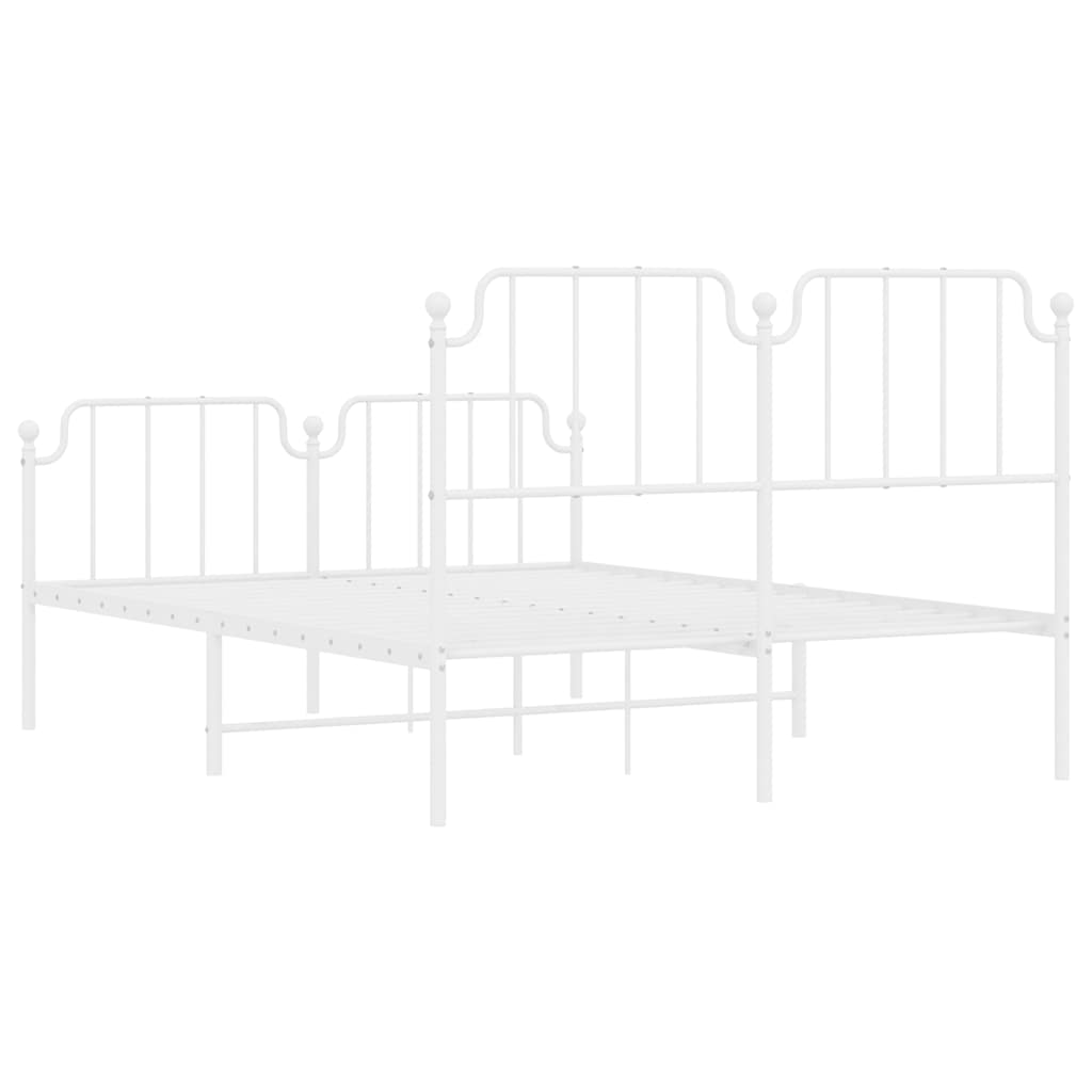Metal Bed Frame without Mattress with Footboard White 135x190 cm