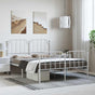 Metal Bed Frame without Mattress with Footboard White 135x190 cm