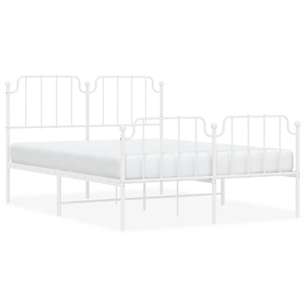 Metal Bed Frame without Mattress with Footboard?White 150x200 cm