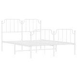 Metal Bed Frame without Mattress with Footboard?White 150x200 cm