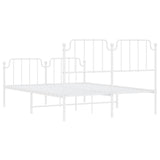 Metal Bed Frame without Mattress with Footboard?White 150x200 cm