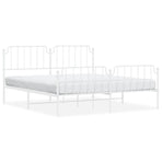 Metal Bed Frame without Mattress with Footboard White 183x203 cm King