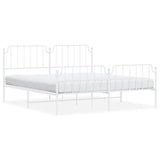 Metal Bed Frame without Mattress with Footboard?White 183x203 cm King - Front View