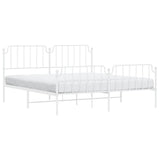 Metal Bed Frame without Mattress with Footboard?White 183x203 cm King