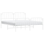 Metal Bed Frame without Mattress with Footboard White 183x203 cm King