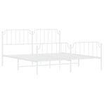 Metal Bed Frame without Mattress with Footboard White 183x203 cm King