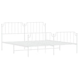 Metal Bed Frame without Mattress with Footboard?White 183x203 cm King - Top-Down View