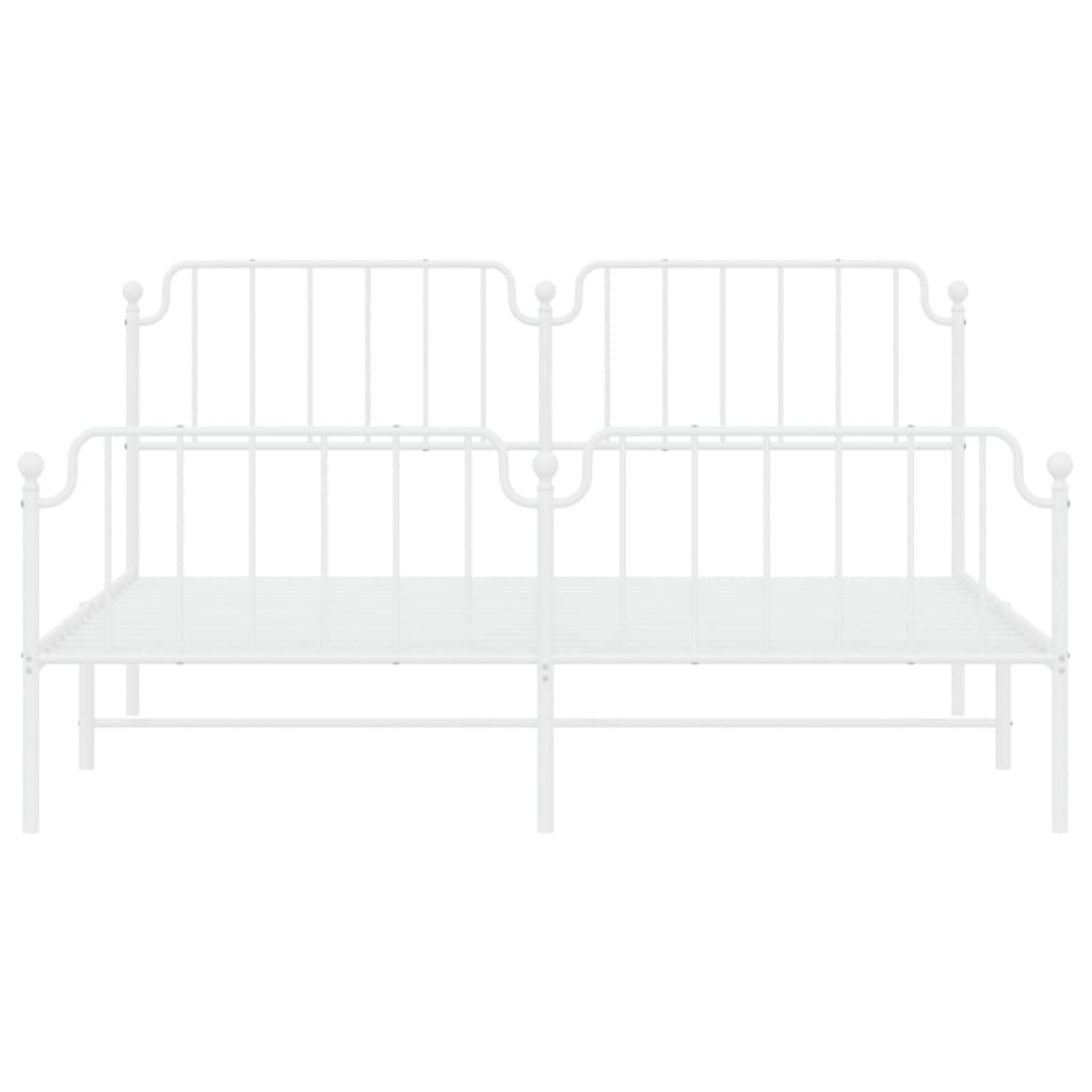 Metal Bed Frame without Mattress with Footboard?White 183x203 cm King