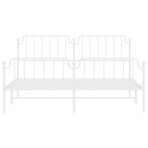 Metal Bed Frame without Mattress with Footboard White 183x203 cm King