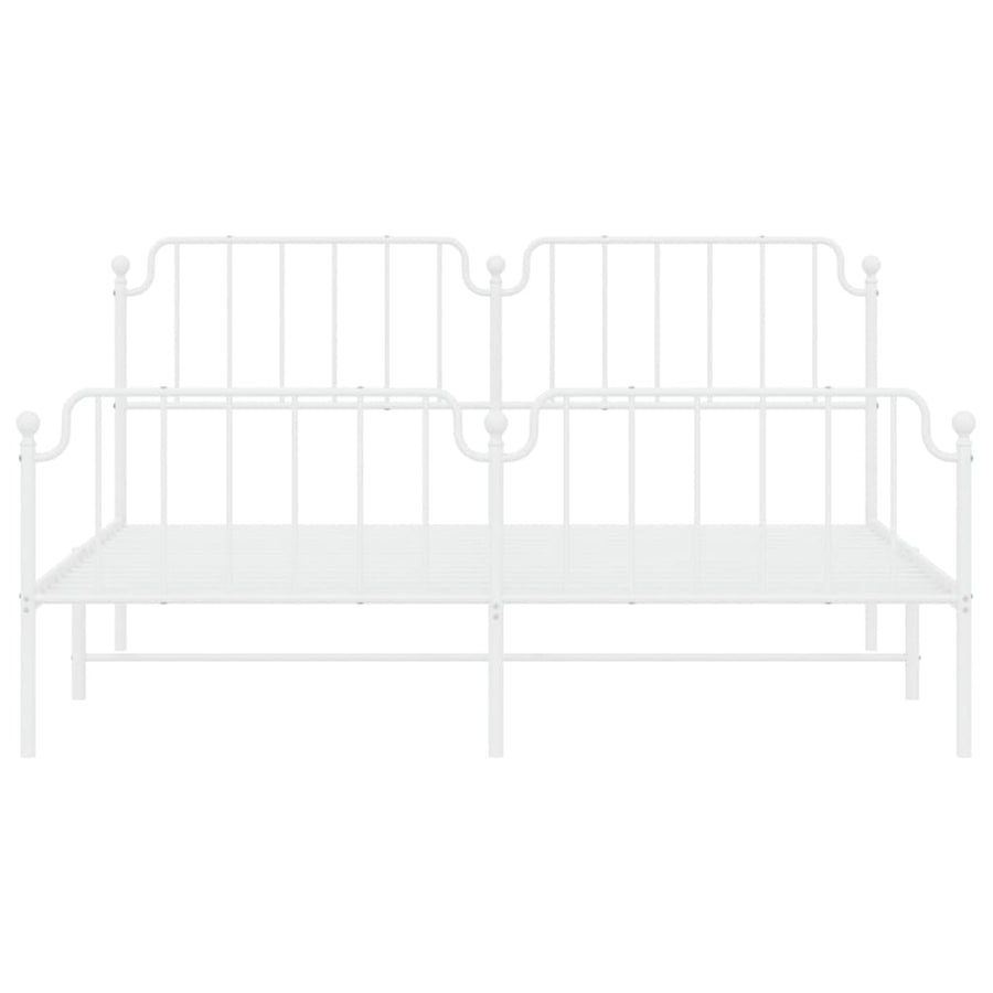 Metal Bed Frame without Mattress with Footboard White 183x203 cm King