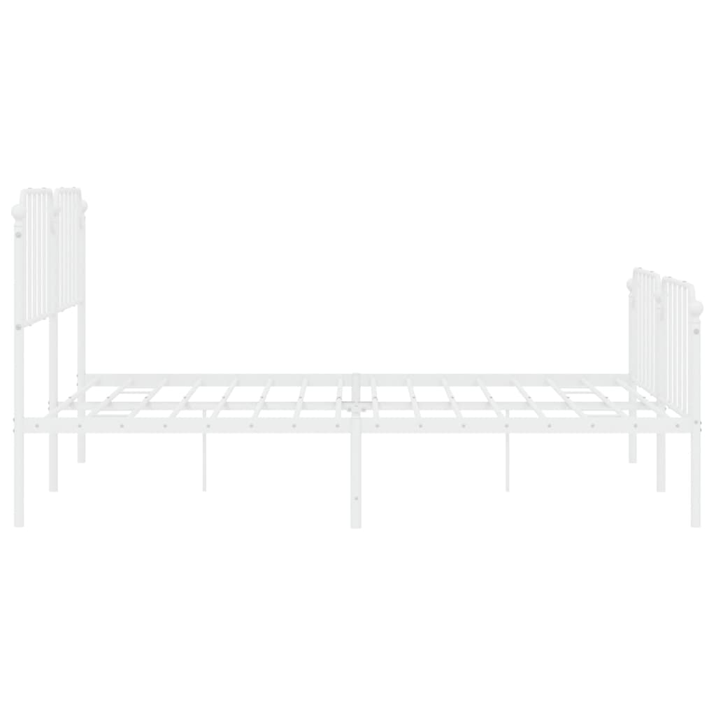 Metal Bed Frame without Mattress with Footboard?White 183x203 cm King