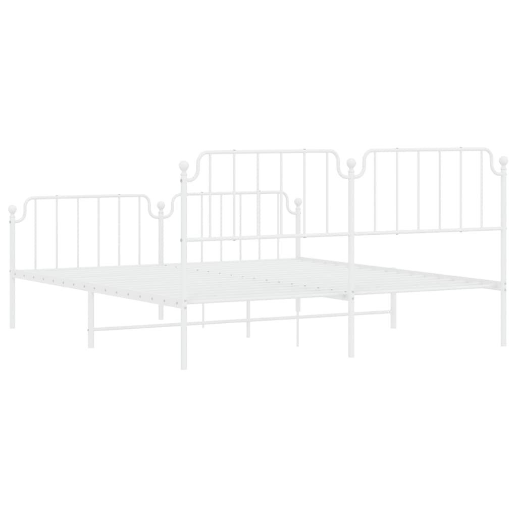 Metal Bed Frame without Mattress with Footboard?White 183x203 cm King