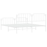 Metal Bed Frame without Mattress with Footboard?White 183x203 cm King - Close-Up Angle