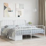 Metal Bed Frame without Mattress with Footboard White 183x203 cm King
