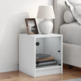 Bedside Cabinet with Glass Door White 35x37x42 cm - Side View