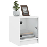 Bedside Cabinet with Glass Door White 35x37x42 cm - Top-Down View