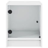 Bedside Cabinet with Glass Door White 35x37x42 cm - Rear View