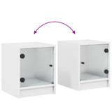 Bedside Cabinet with Glass Door White 35x37x42 cm - Extra Image