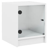Bedside Cabinets with Glass Doors 2 pcs White 35x37x42 cm - Rear View