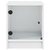 Bedside Cabinets with Glass Doors 2 pcs White 35x37x42 cm - Close-Up Angle
