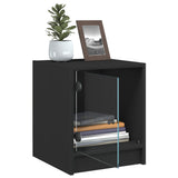 Bedside Cabinets with Glass Doors 2 pcs Black 35x37x42 cm - 45-Degree Angle