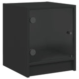 Bedside Cabinets with Glass Doors 2 pcs Black 35x37x42 cm - Rear View