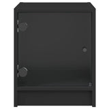 Bedside Cabinets with Glass Doors 2 pcs Black 35x37x42 cm - Close-Up Angle