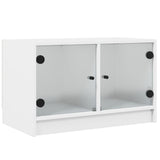 TV Cabinet with Glass Doors White 68x37x42 cm - Front View