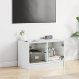 TV Cabinet with Glass Doors White 68x37x42 cm - Side View