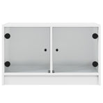 TV Cabinet with Glass Doors White 68x37x42 cm
