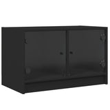 TV Cabinet with Glass Doors Black 68x37x42 cm - Front View