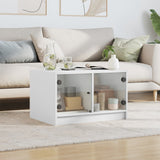 Coffee Table with Glass Doors White 68x50x42 cm - Side View