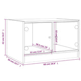 Coffee Table with Glass Doors White 68x50x42 cm - Extra Image