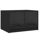 Coffee Table with Glass Doors Black 68x50x42 cm
