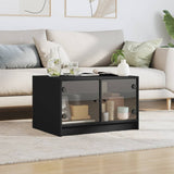 Coffee Table with Glass Doors Black 68x50x42 cm - Side View