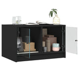 Coffee Table with Glass Doors Black 68x50x42 cm