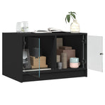 Coffee Table with Glass Doors Black 68x50x42 cm