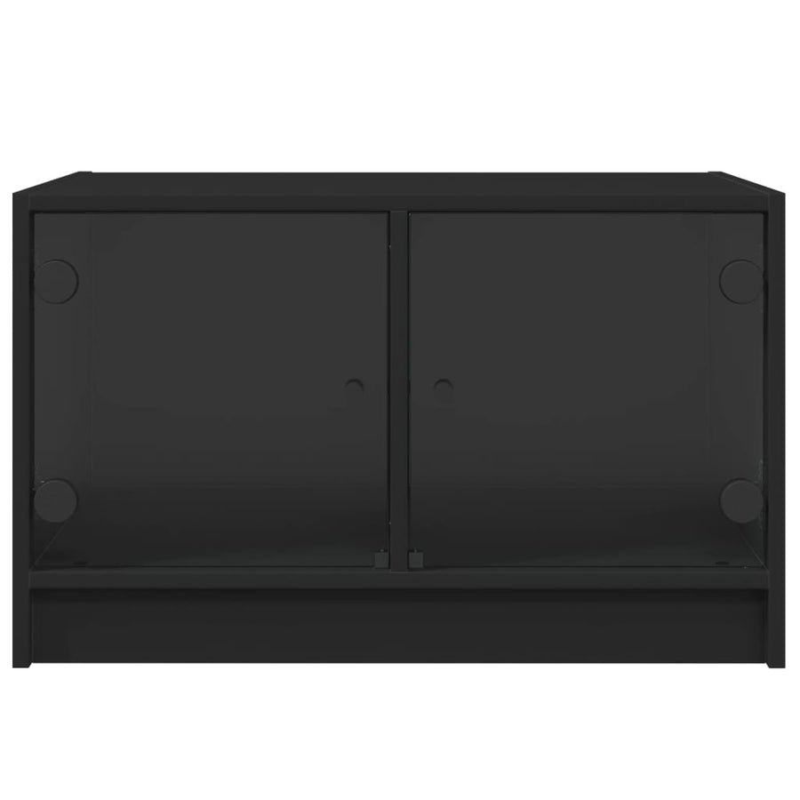 Coffee Table with Glass Doors Black 68x50x42 cm