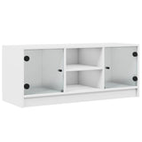 TV Cabinet with Glass Doors White 102x37x42 cm - Front View