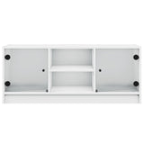 TV Cabinet with Glass Doors White 102x37x42 cm