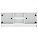 TV Cabinet with Glass Doors White 102x37x42 cm