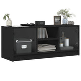 TV Cabinet with Glass Doors Black 102x37x42 cm - Top-Down View