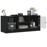 TV Cabinet with Glass Doors Black 102x37x42 cm - 45-Degree Angle
