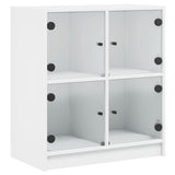 Side Cabinet with Glass Doors White 68x37x75.5 cm - Front View